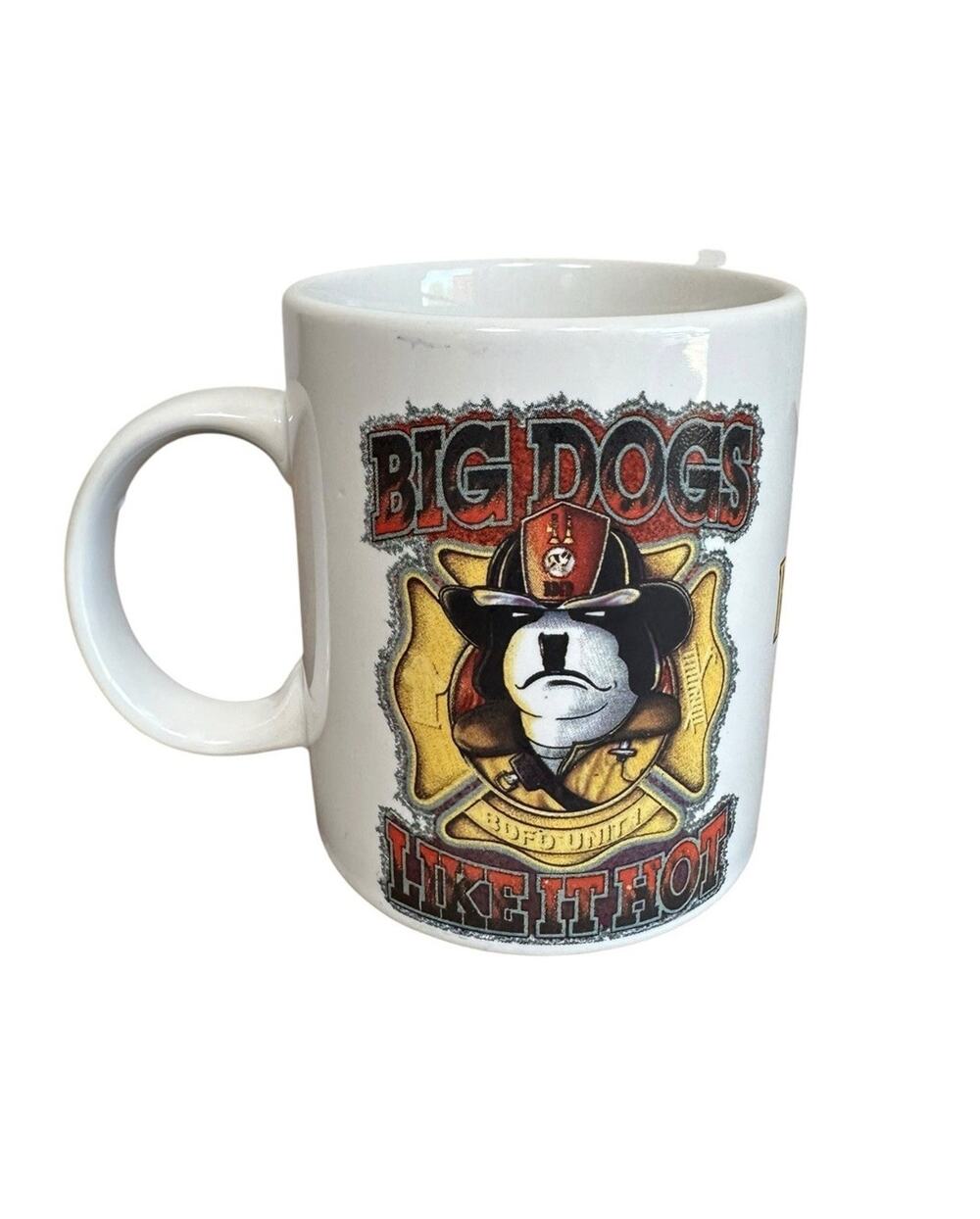 Rare Vintage 1997 Big Dogs Fire Department Like It Hot Ceramic Coffee Mug